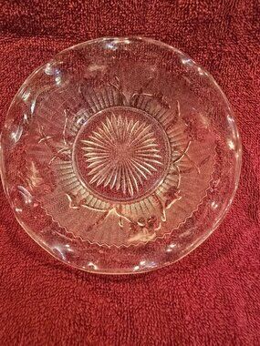 Fruit Bowl Glass Clear Pressed Ruffled Edge Jeannette Iris & Herringbone 5.25"